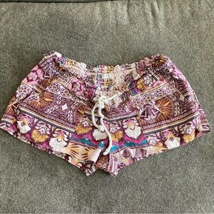 Roxy Women's High Waist Patterned Shorts - Purple and Brown